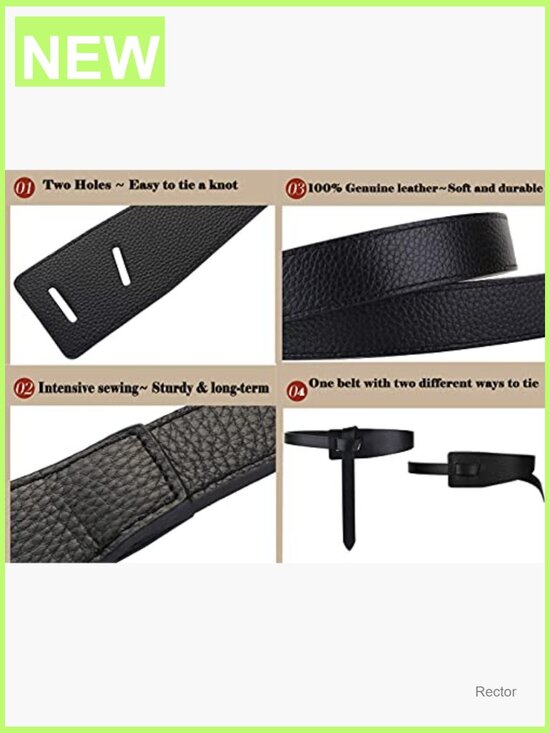 Genuine Leather Waist Belt Tie Knot Dress Belt Women\'s Accessory main image 5